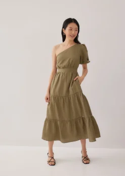 Niegel Tiered Toga Puff Sleeve Dress