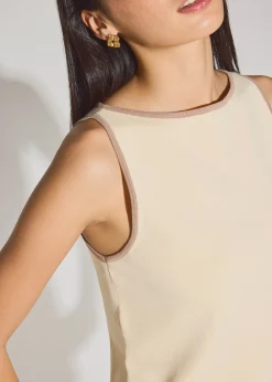 Nikki Relaxed Contrast Knit Boat Neck Tank Top