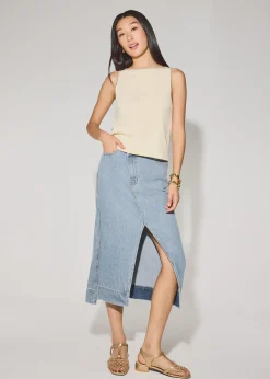 Nikki Relaxed Contrast Knit Boat Neck Tank Top