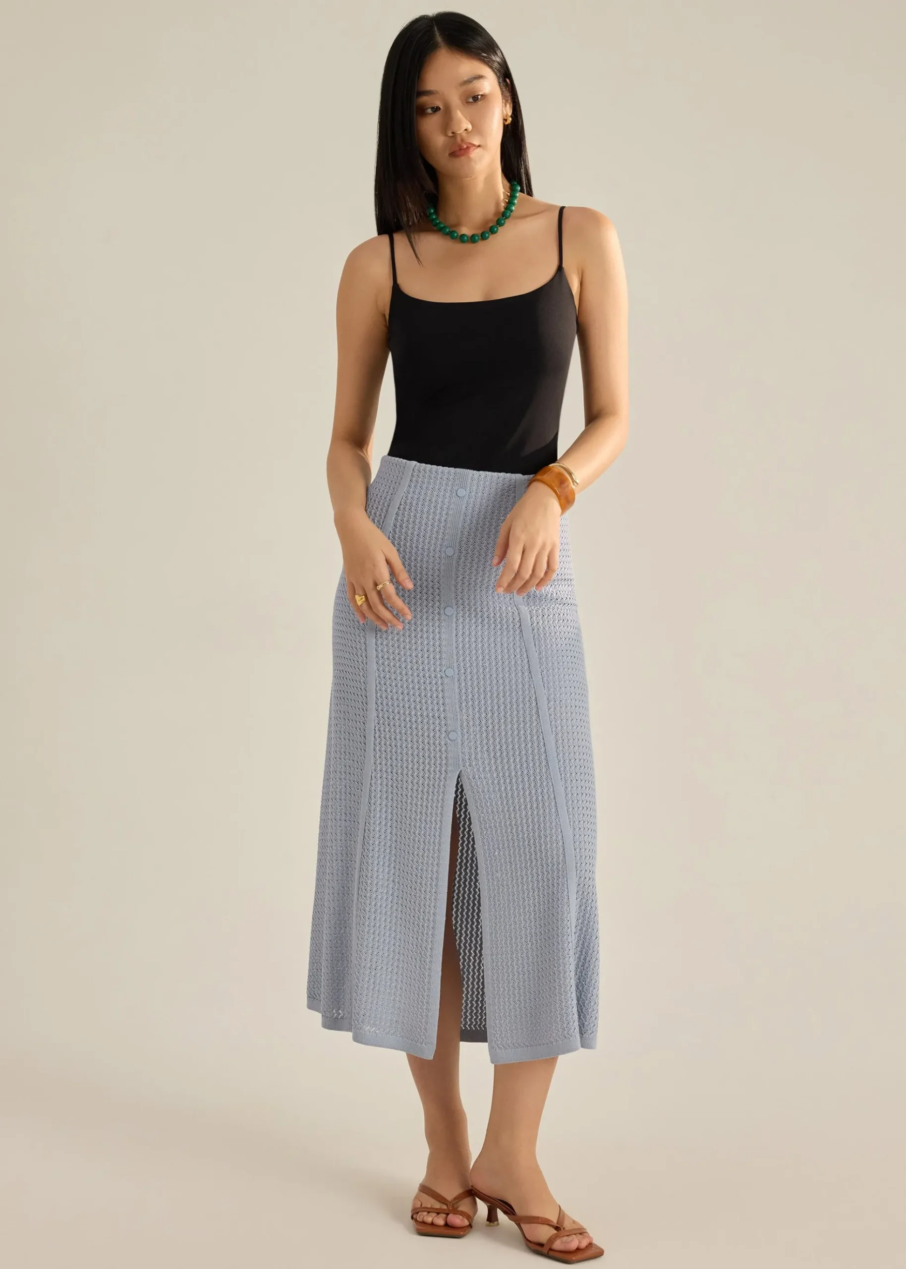 Nisa Waffle Knit A-Line Skirt