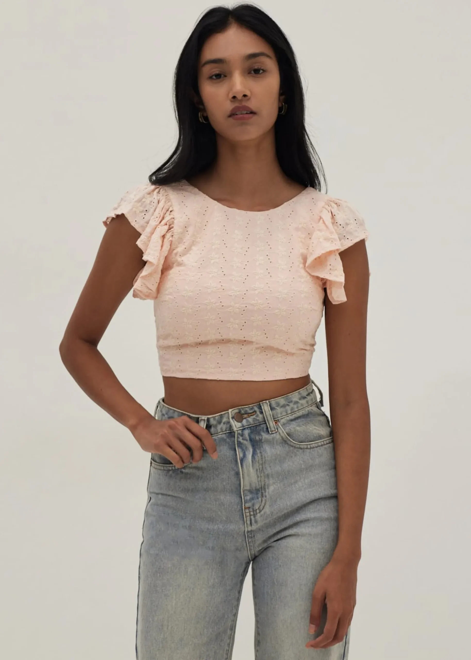 Nora Padded Broderie Tie Back Top
