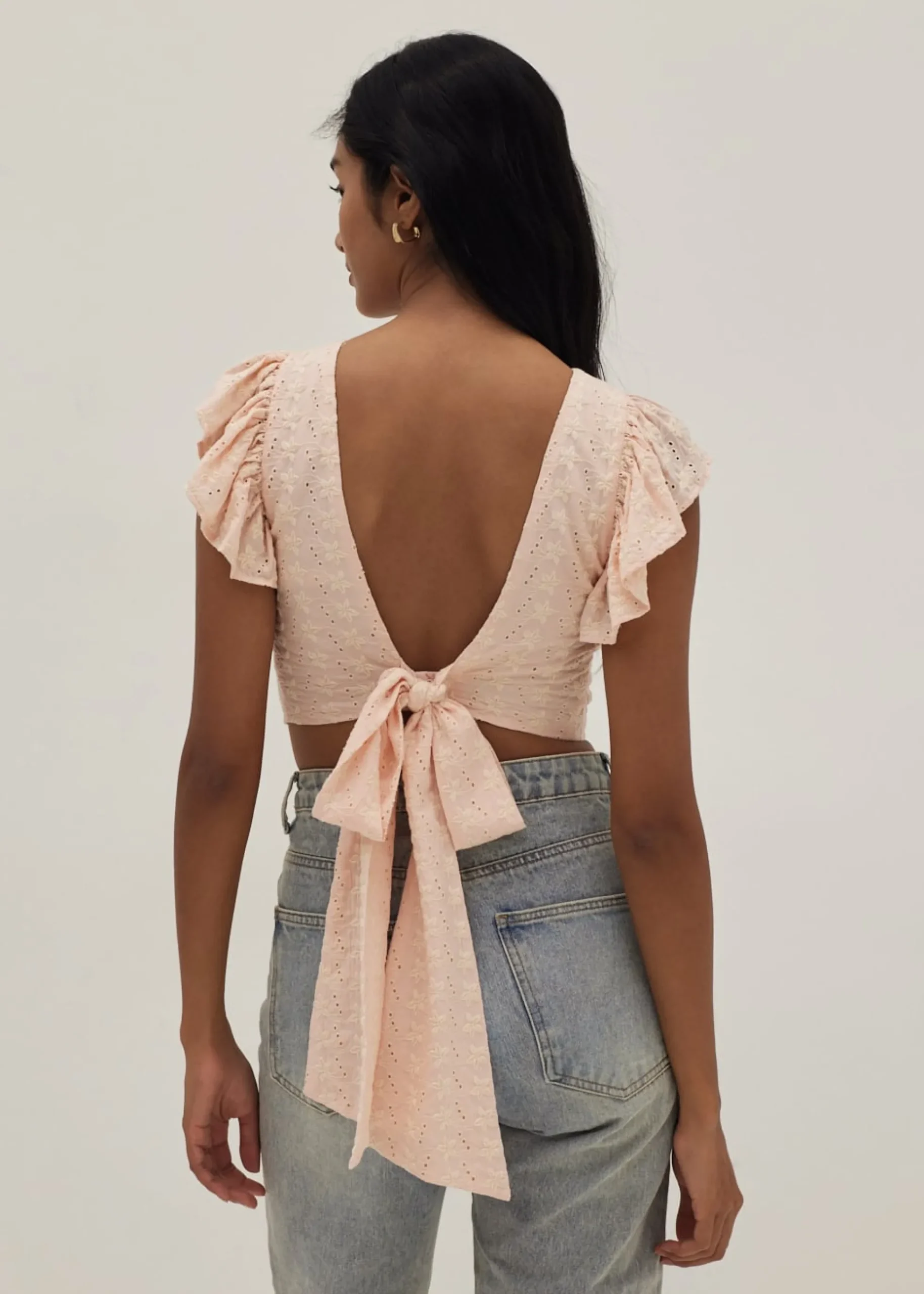 Nora Padded Broderie Tie Back Top