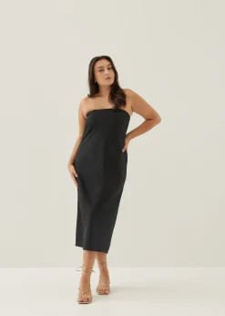 Noree Padded Satin Column Maxi Dress