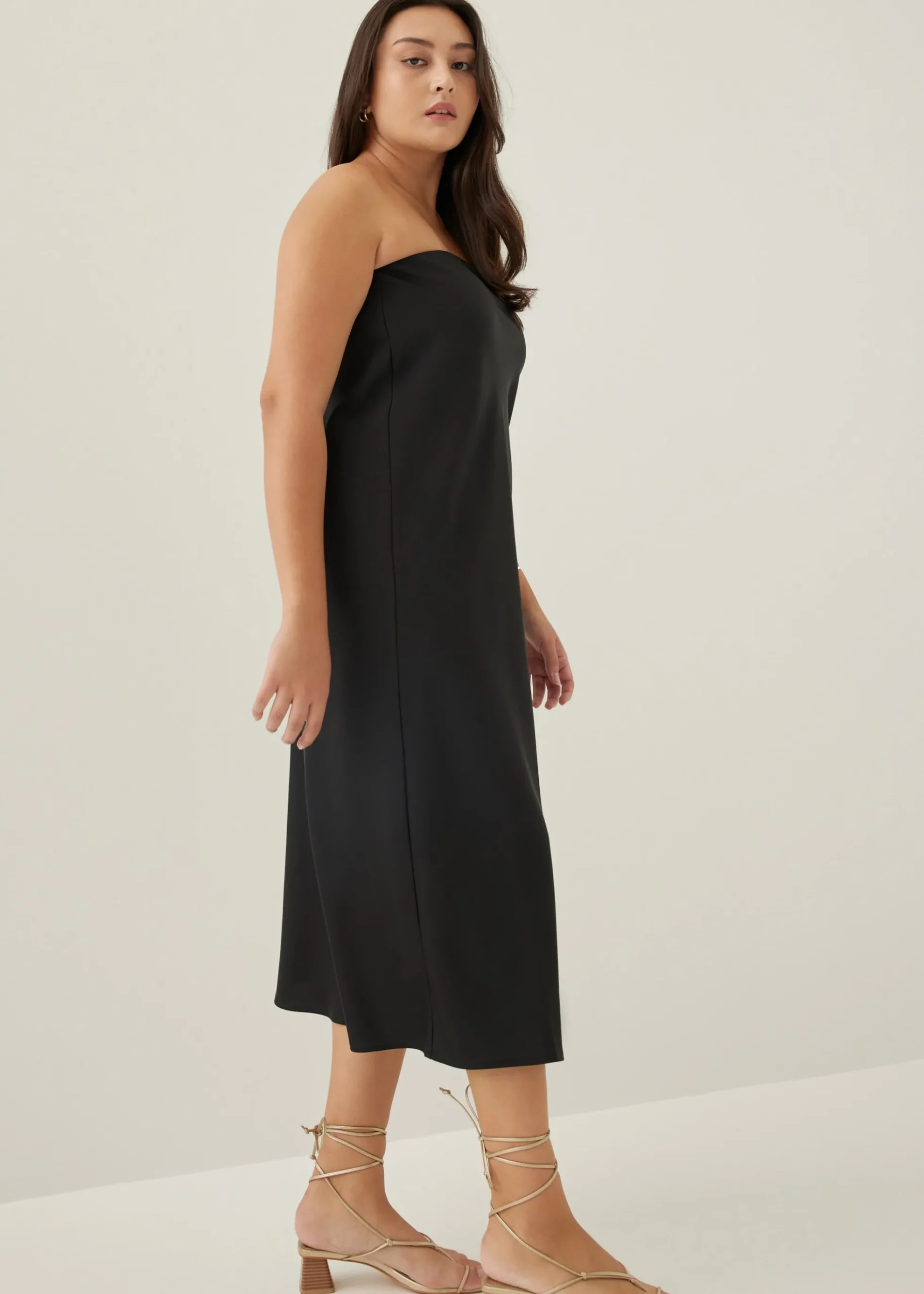 Noree Padded Satin Column Maxi Dress