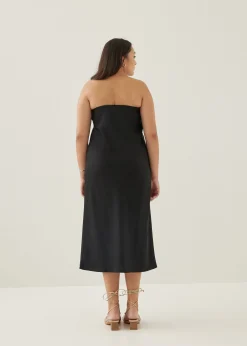 Noree Padded Satin Column Maxi Dress