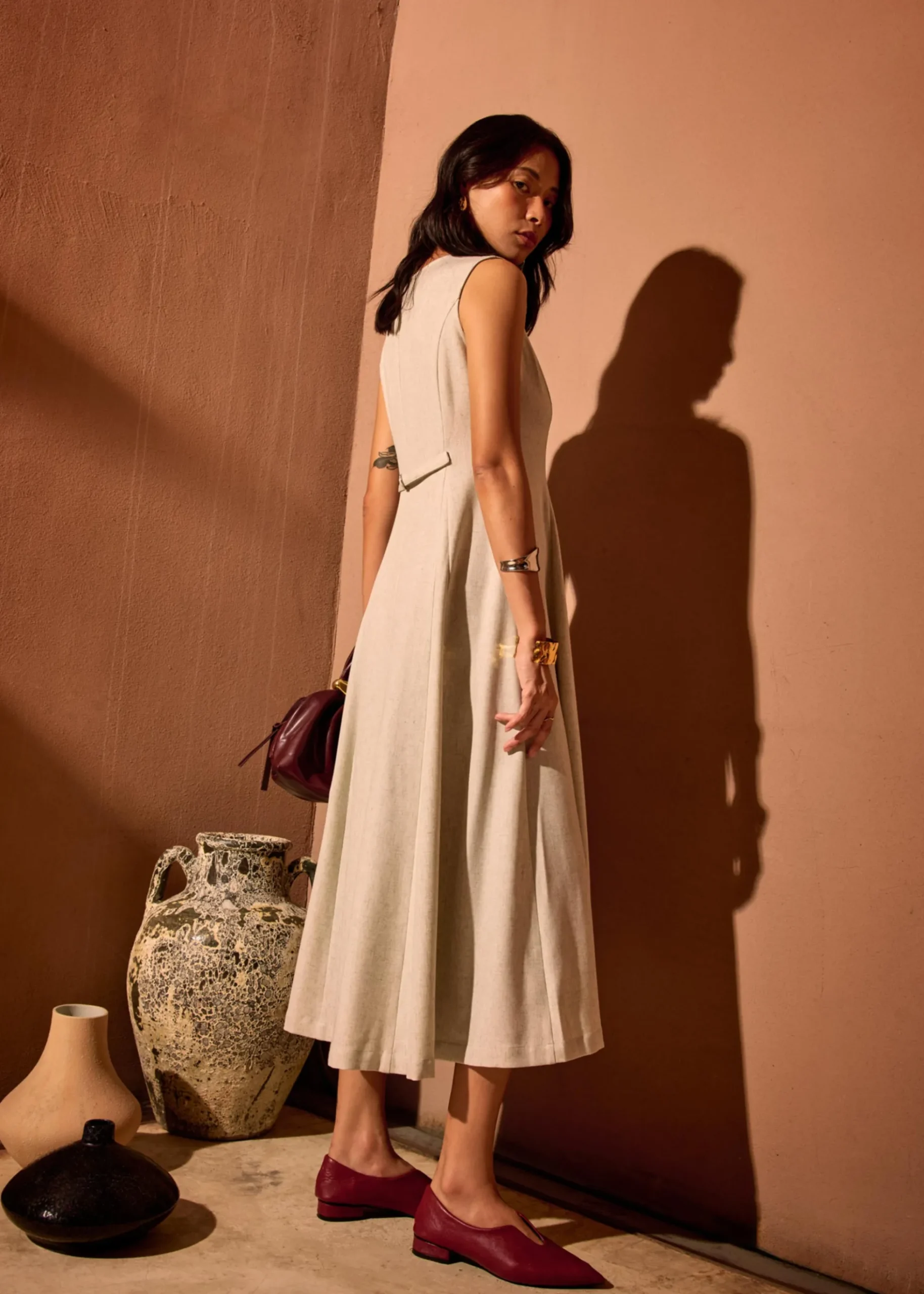 Nurin Panelled Fit & Flare Midaxi Dress
