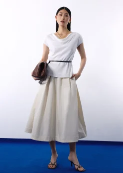 Nycha Taffeta Pleated Flare Midaxi Skirt