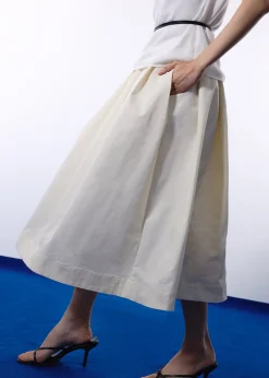 Nycha Taffeta Pleated Flare Midaxi Skirt