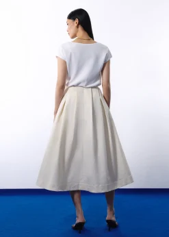 Nycha Taffeta Pleated Flare Midaxi Skirt