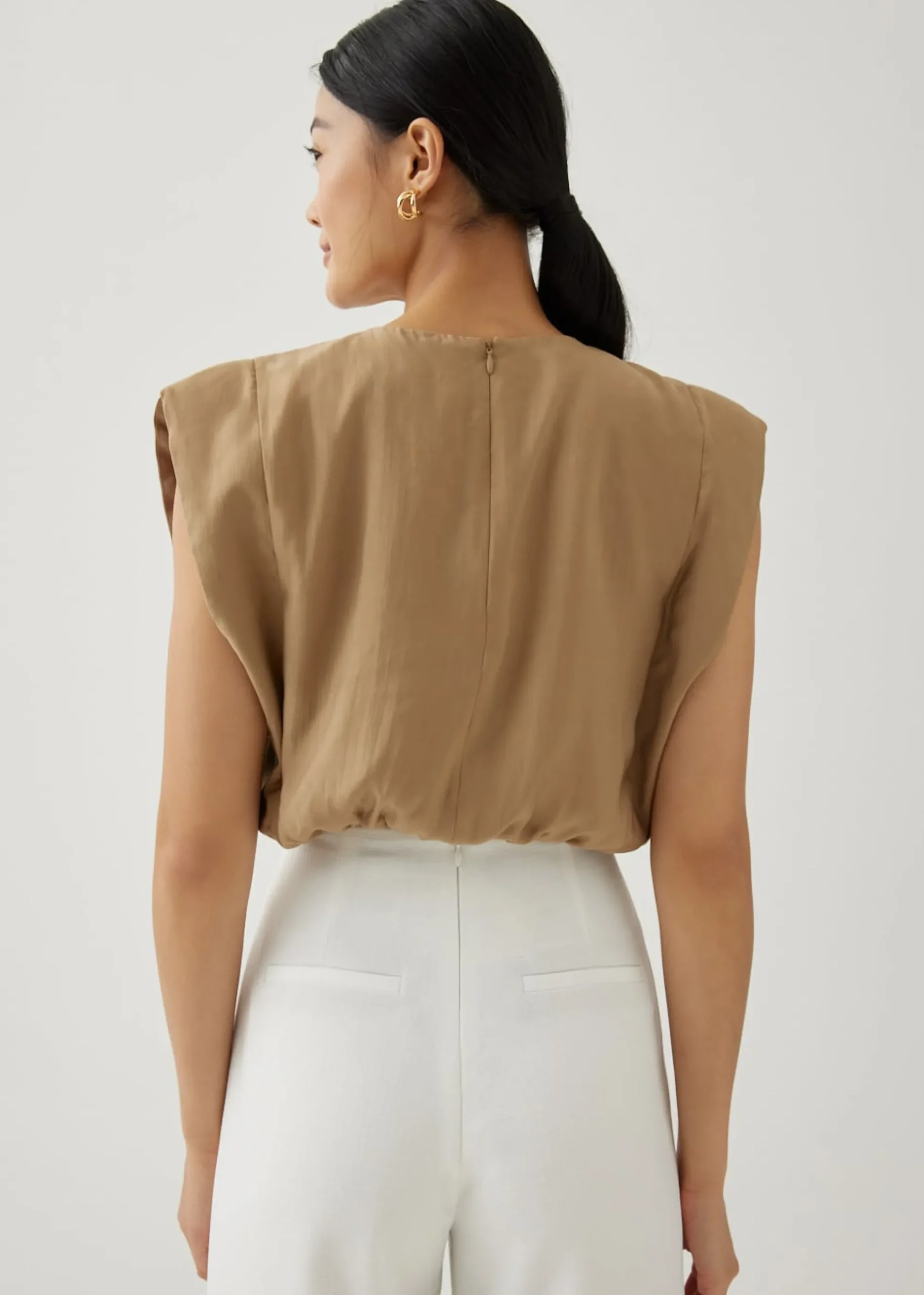 Oreana Padded Elastic Ruched Top