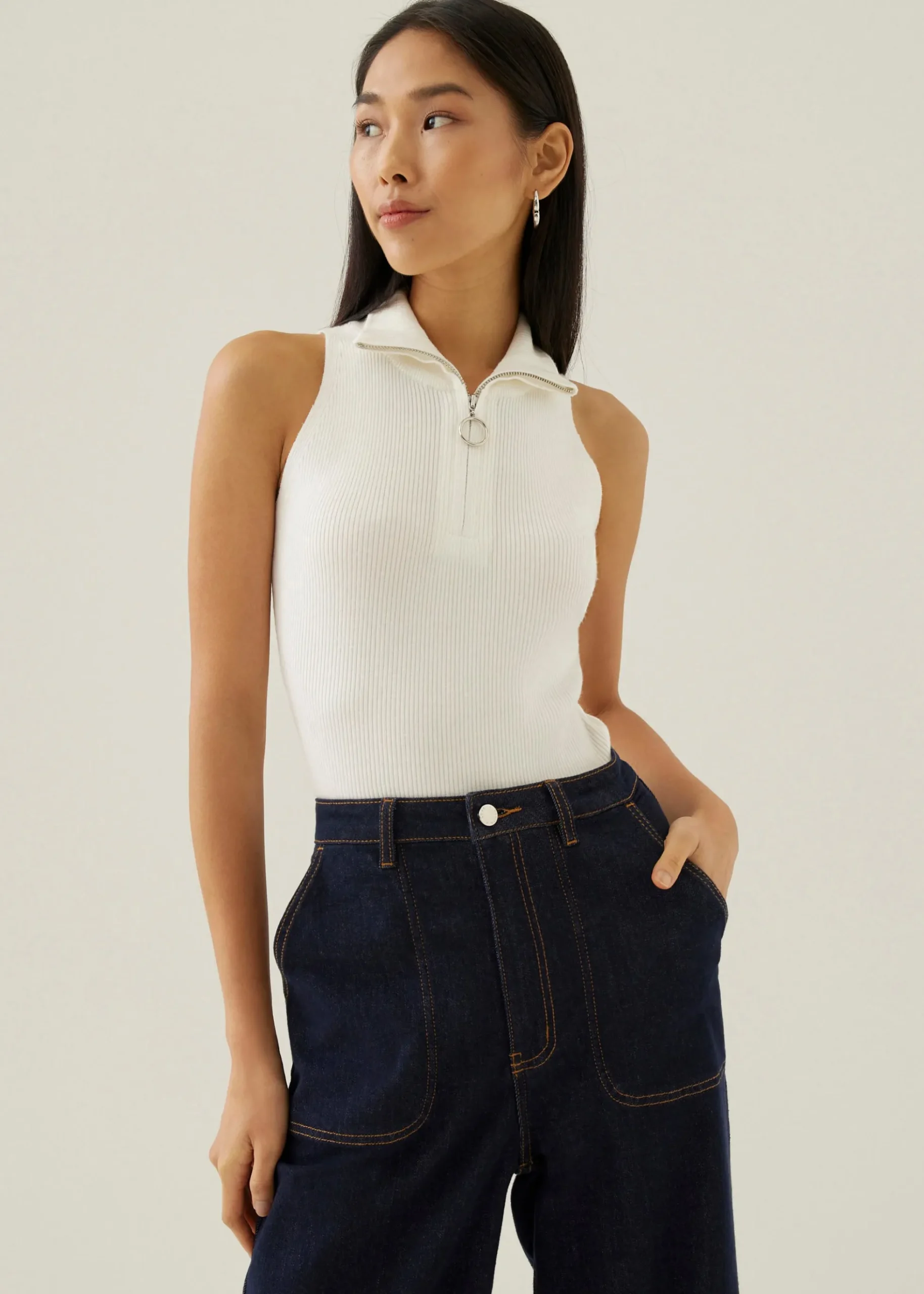 Orlene Collared Knit Tank Top
