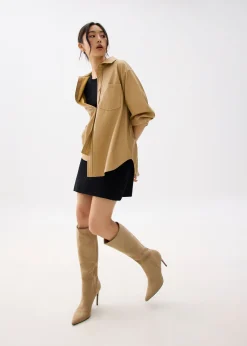 Oversized Vegan Leather Collared Shirt