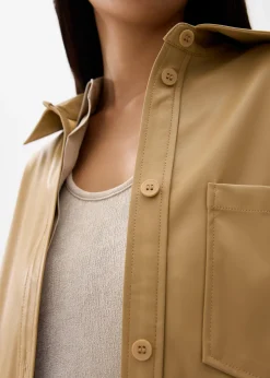 Oversized Vegan Leather Collared Shirt