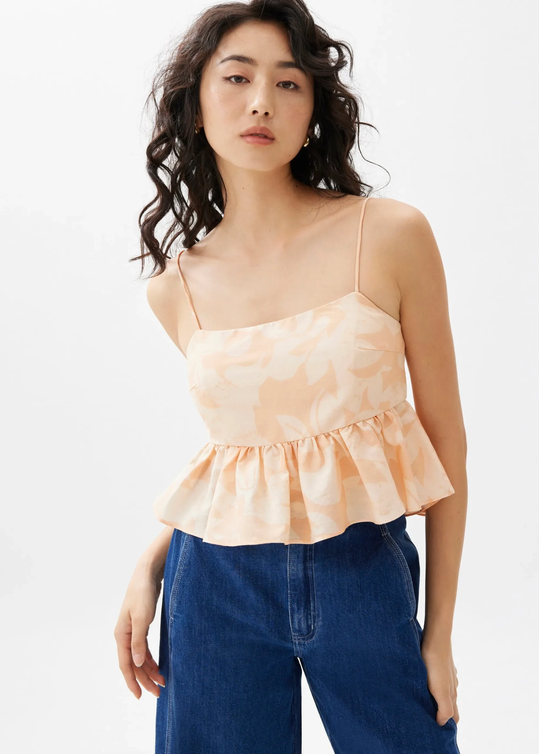 Padded Babydoll Peplum Top in Sunburst