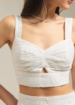 Padded Broderie V-neck Crop Top