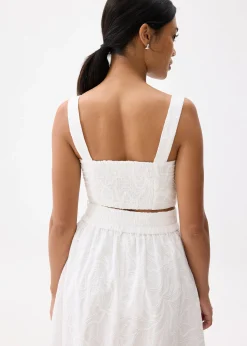 Padded Broderie V-neck Crop Top
