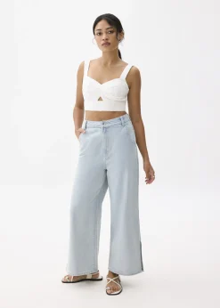 Padded Broderie V-neck Crop Top