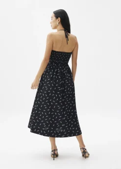 Padded Cotton Fit & Flare Midaxi Dress