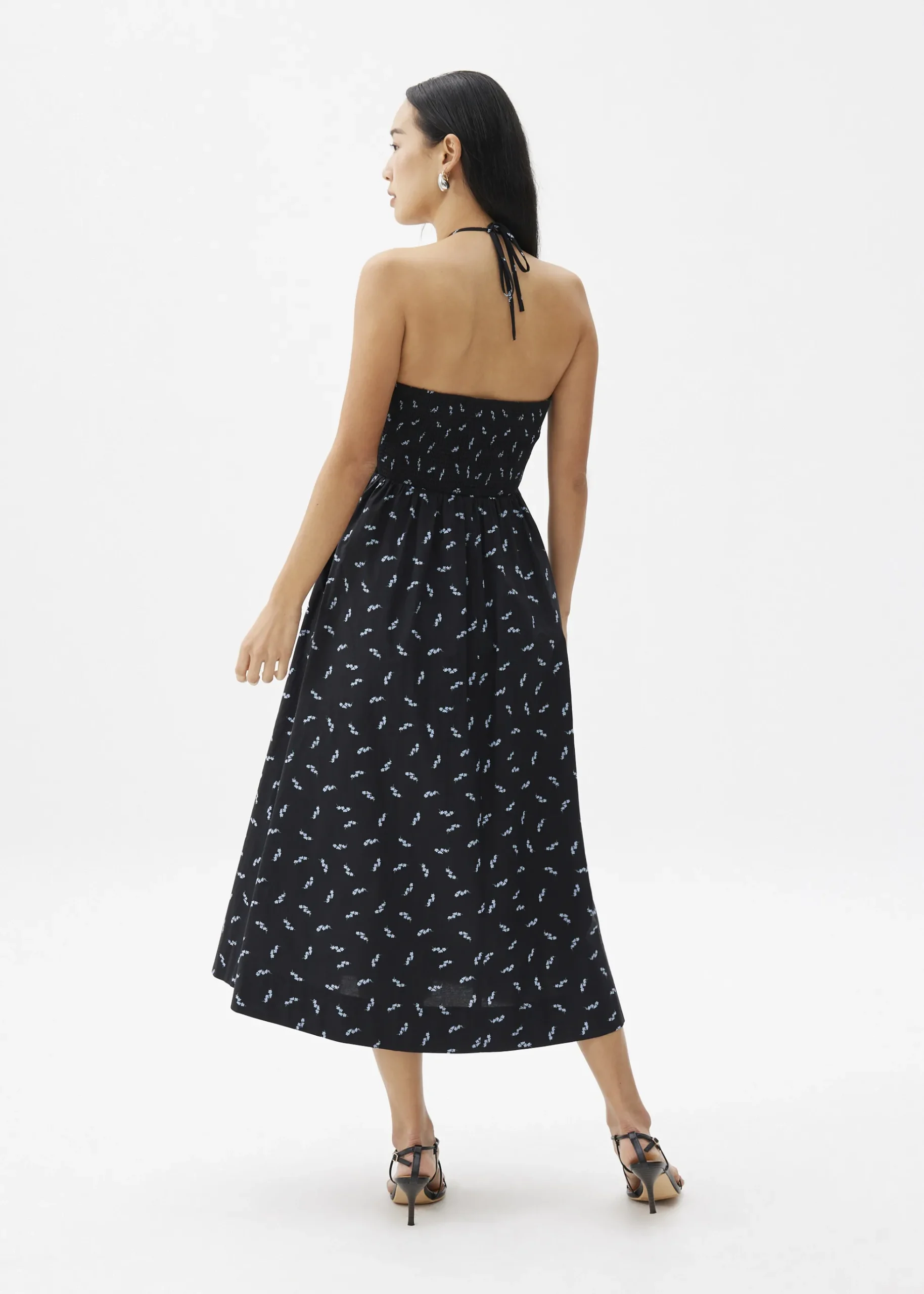 Padded Cotton Fit & Flare Midaxi Dress