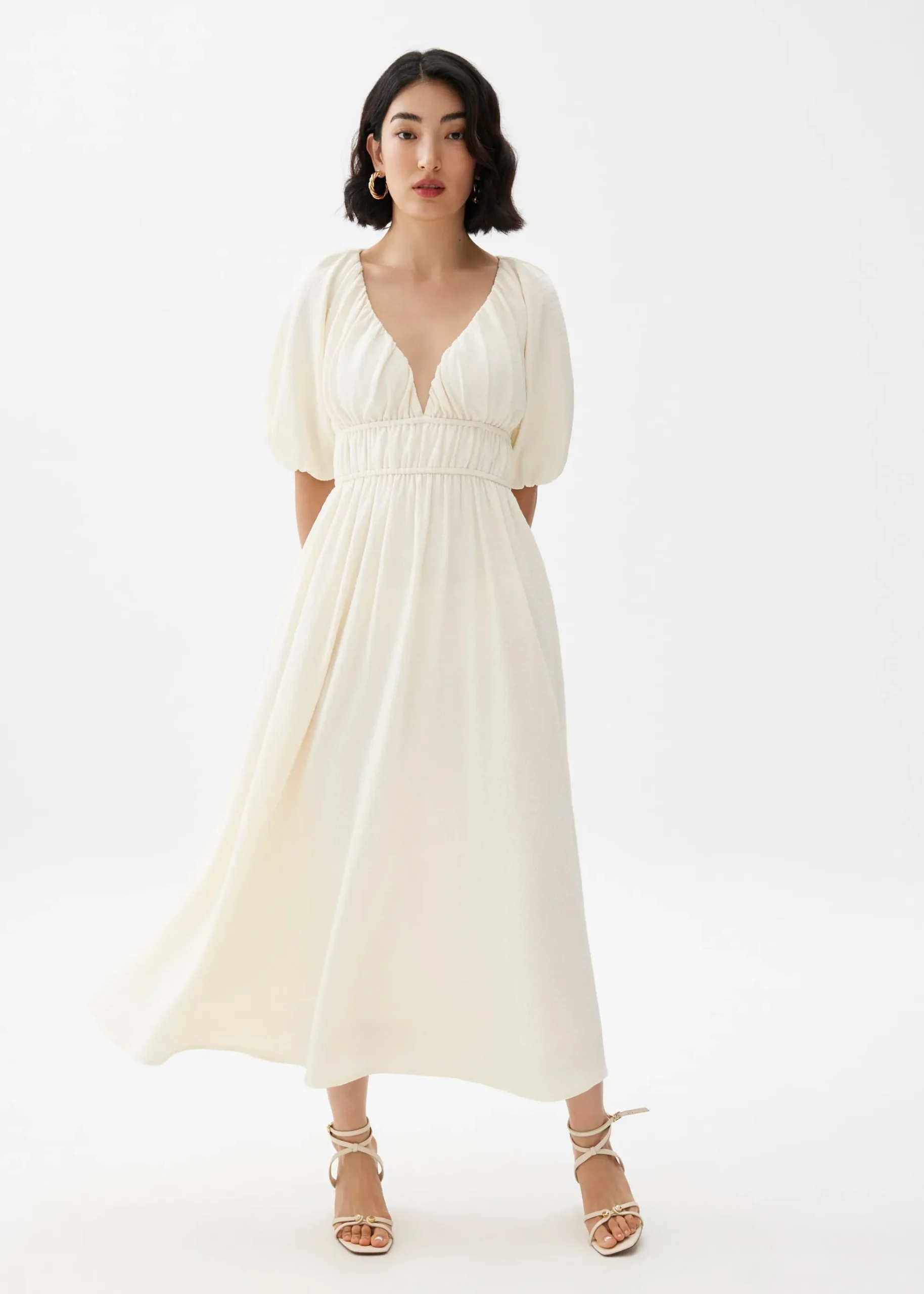 Padded Elastic Fit & Flare Midaxi Dress