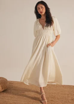Padded Elastic Fit & Flare Midaxi Dress