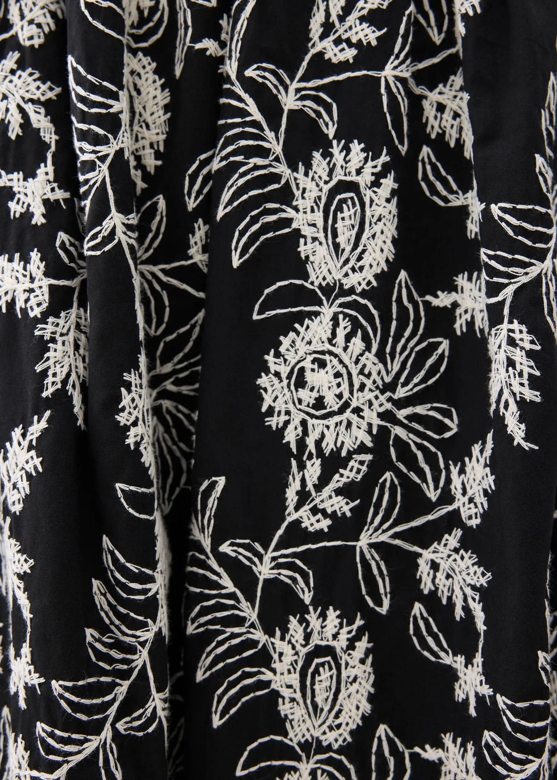 Padded Floral Broderie Fit & Flare Midaxi Dress