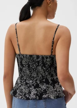 Padded Floral Peplum Camisole Top