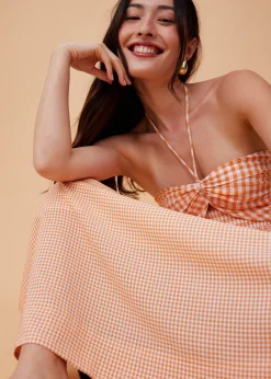 Padded Gingham Fit & Flare Midaxi Dress
