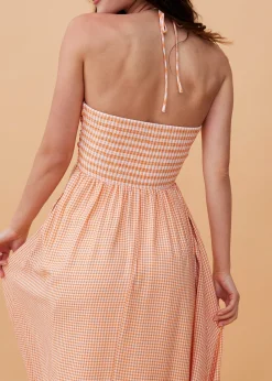 Padded Gingham Fit & Flare Midaxi Dress
