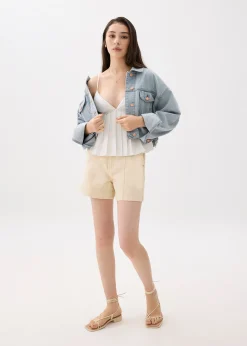 Padded Pleated Peplum Top
