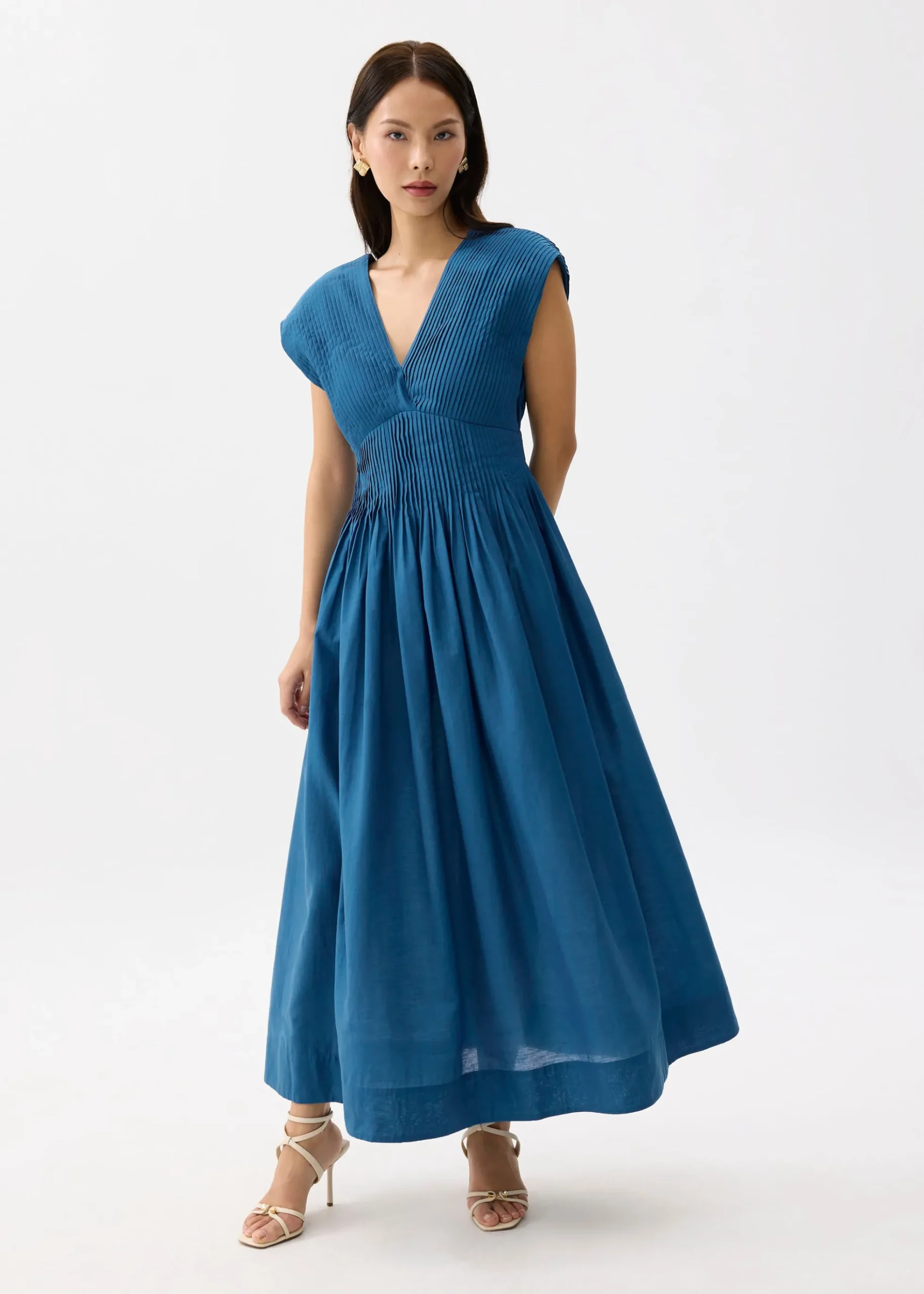 Padded Plunge Fit & Flare Maxi Dress