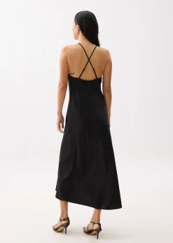 Padded Satin Halter Neck Maxi Dress