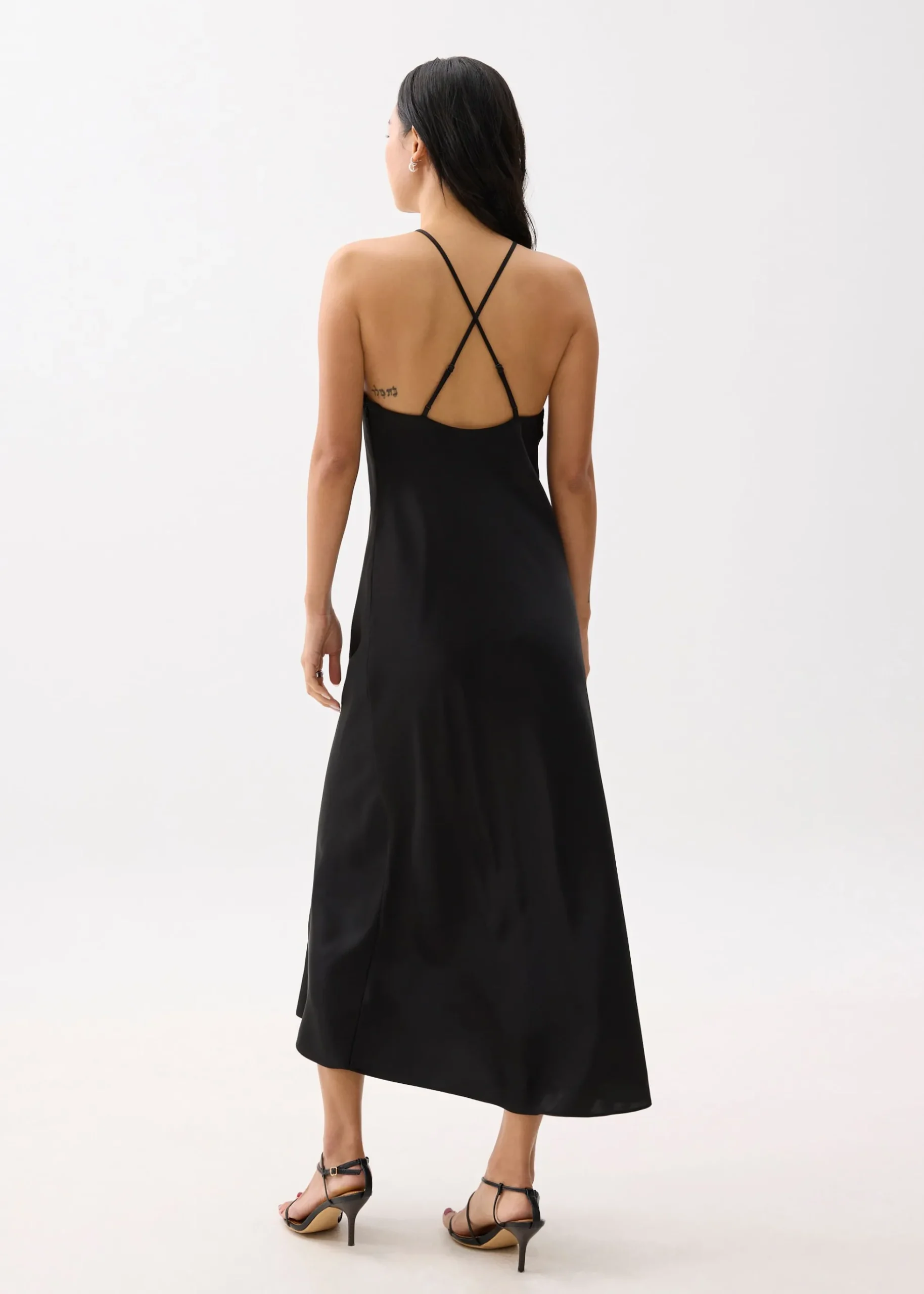 Padded Satin Halter Neck Maxi Dress