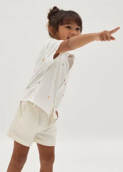Paislie Cotton Mandarin Collar Unisex Top in Tidal Daydream