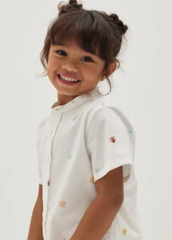 Paislie Cotton Mandarin Collar Unisex Top in Tidal Daydream