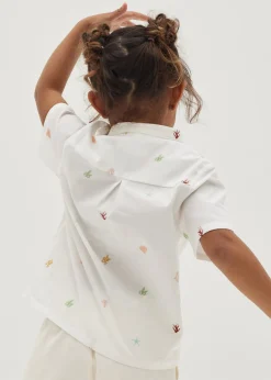 Paislie Cotton Mandarin Collar Unisex Top in Tidal Daydream