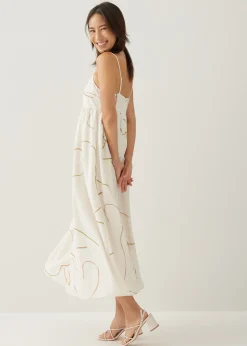 Patrize V-neck Babydoll Midi Dress in Golden Hour