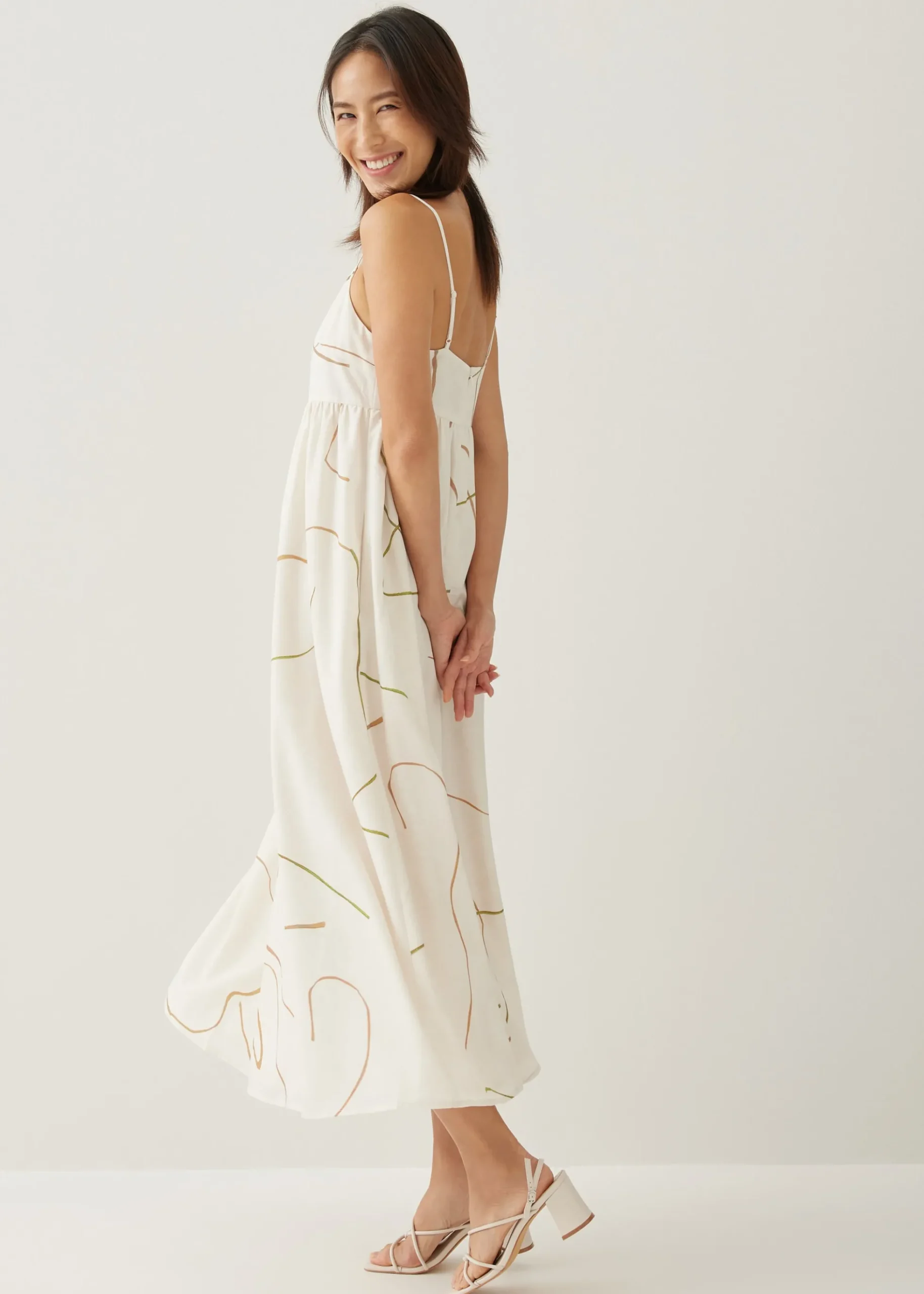 Patrize V-neck Babydoll Midi Dress in Golden Hour