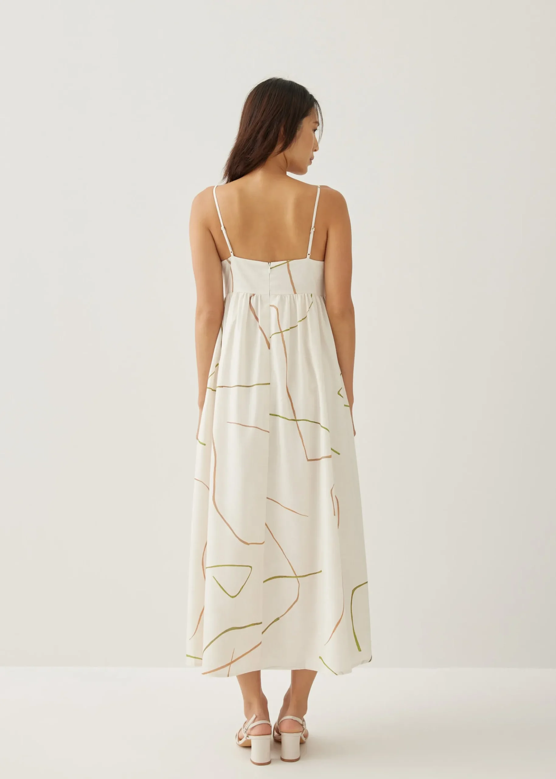 Patrize V-neck Babydoll Midi Dress in Golden Hour
