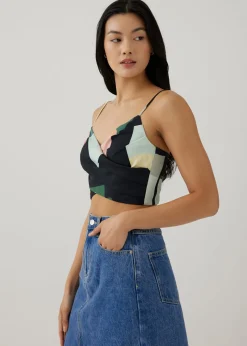 Pauline Padded Smocked Back Top in Terra Blocks