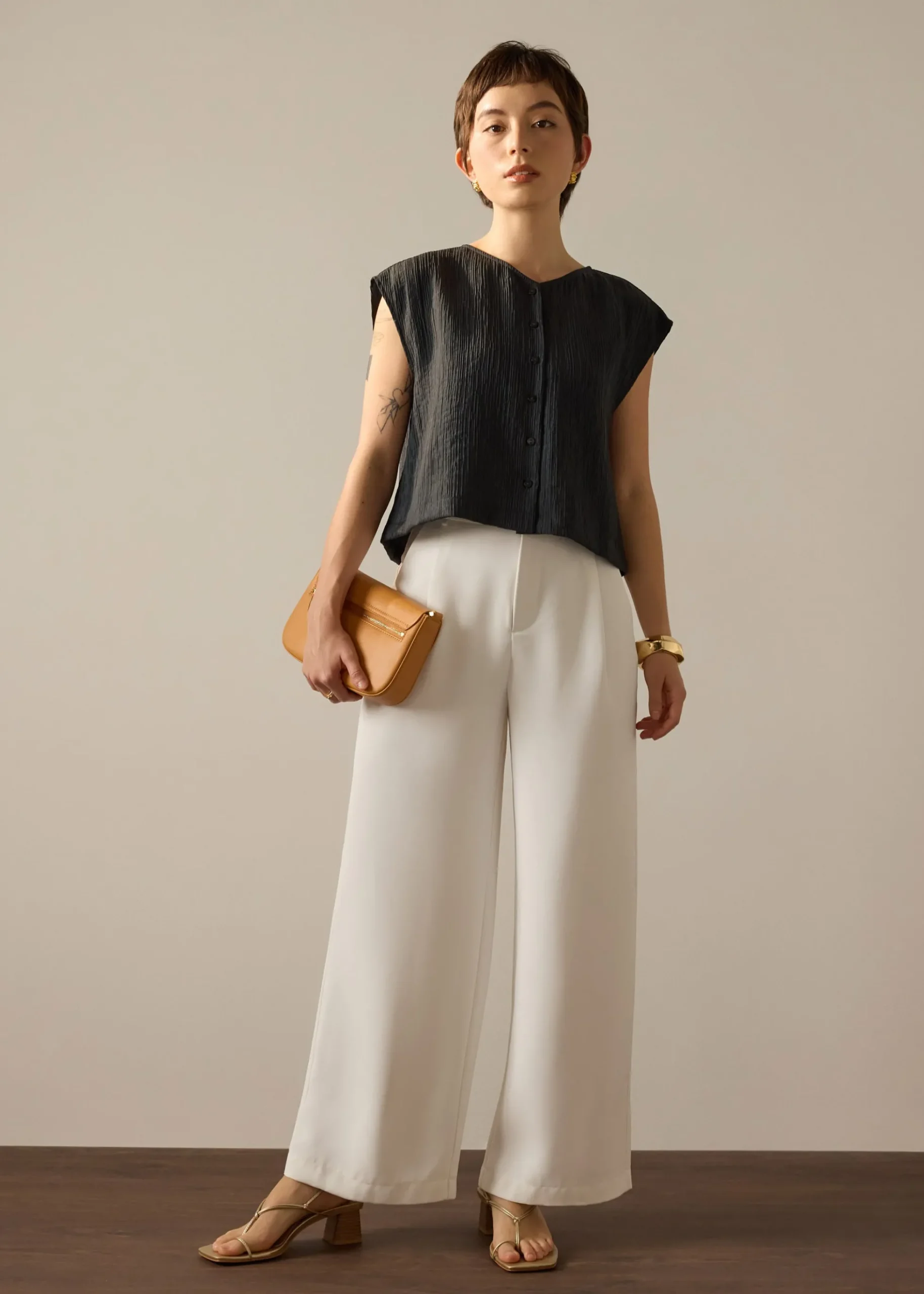 PETITE Leggy™ Alma Elastic Crepe High Waist Straight Leg Pants
