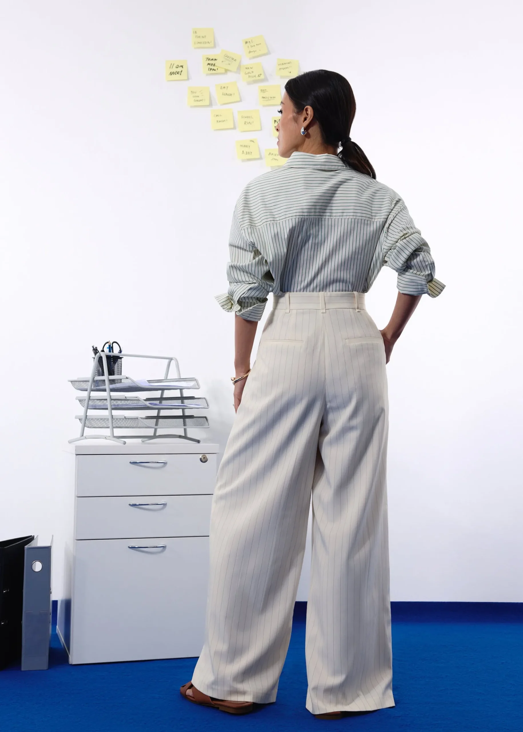 PETITE Leggy™ Andy Tailored Pinstripe Super High Waist Straight Leg Pants