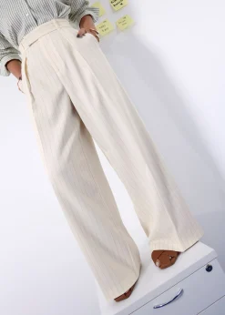 PETITE Leggy™ Andy Tailored Pinstripe Super High Waist Straight Leg Pants