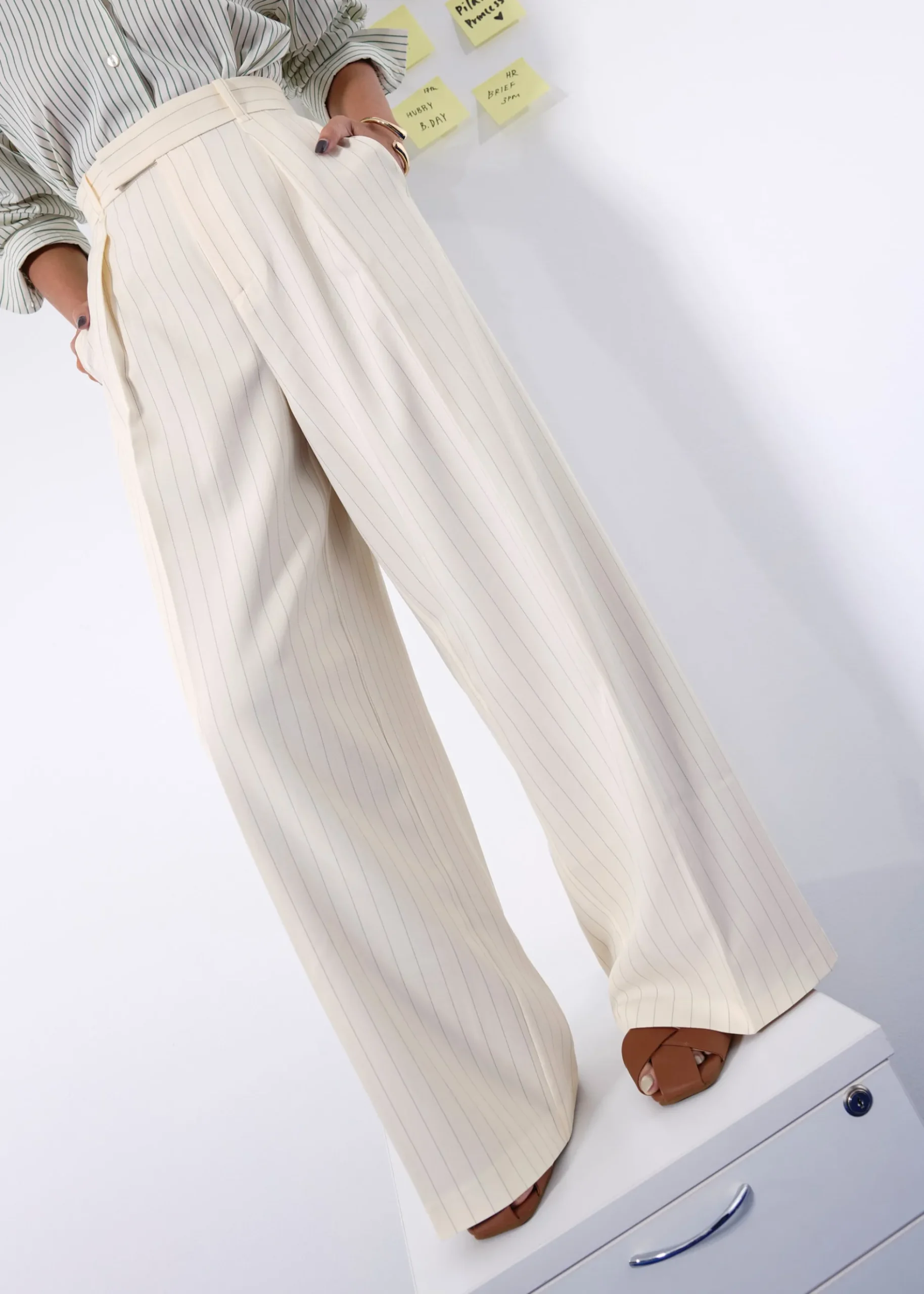 PETITE Leggy™ Andy Tailored Pinstripe Super High Waist Straight Leg Pants