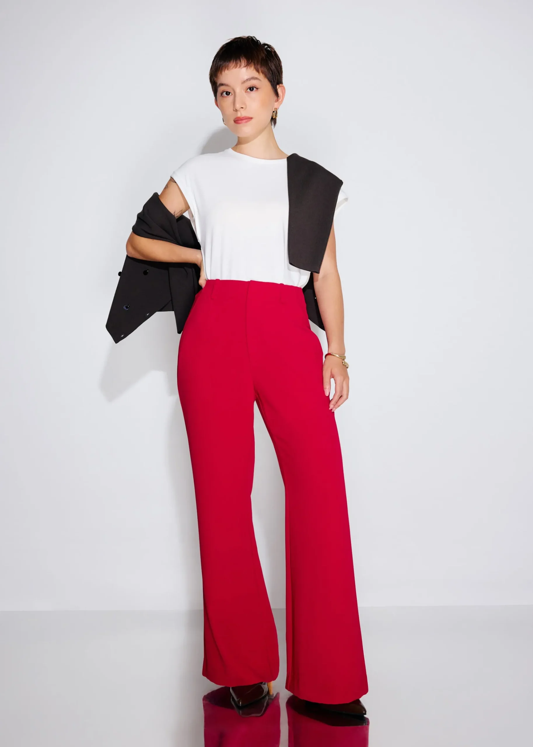 PETITE Leggy™ Pvara Crepe Kick Flare Pants