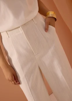 PETITE Leggy™ Seva Textured Super High Waist Straight Leg Pants