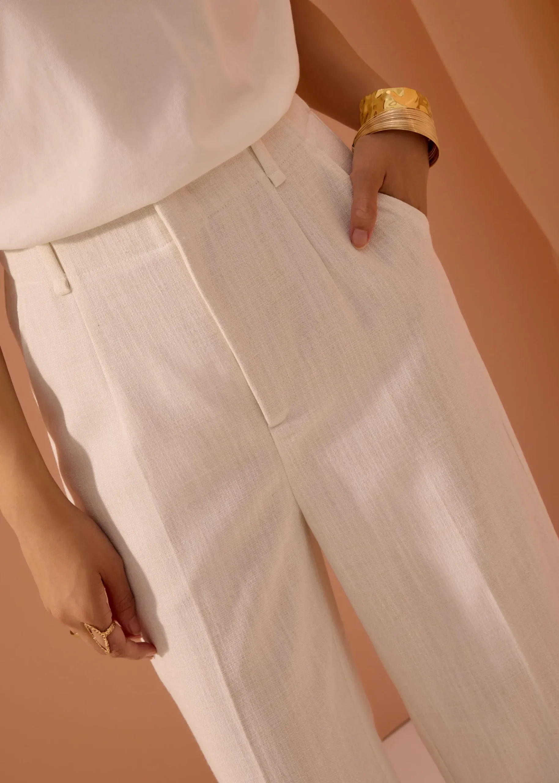 PETITE Leggy™ Seva Textured Super High Waist Straight Leg Pants