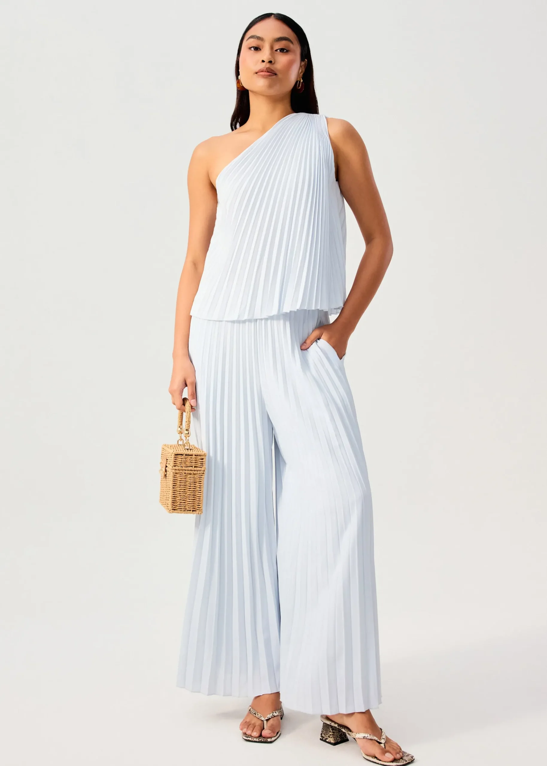 PETITE Leggy™ Wei Elastic Sunray Pleated Palazzo Pants