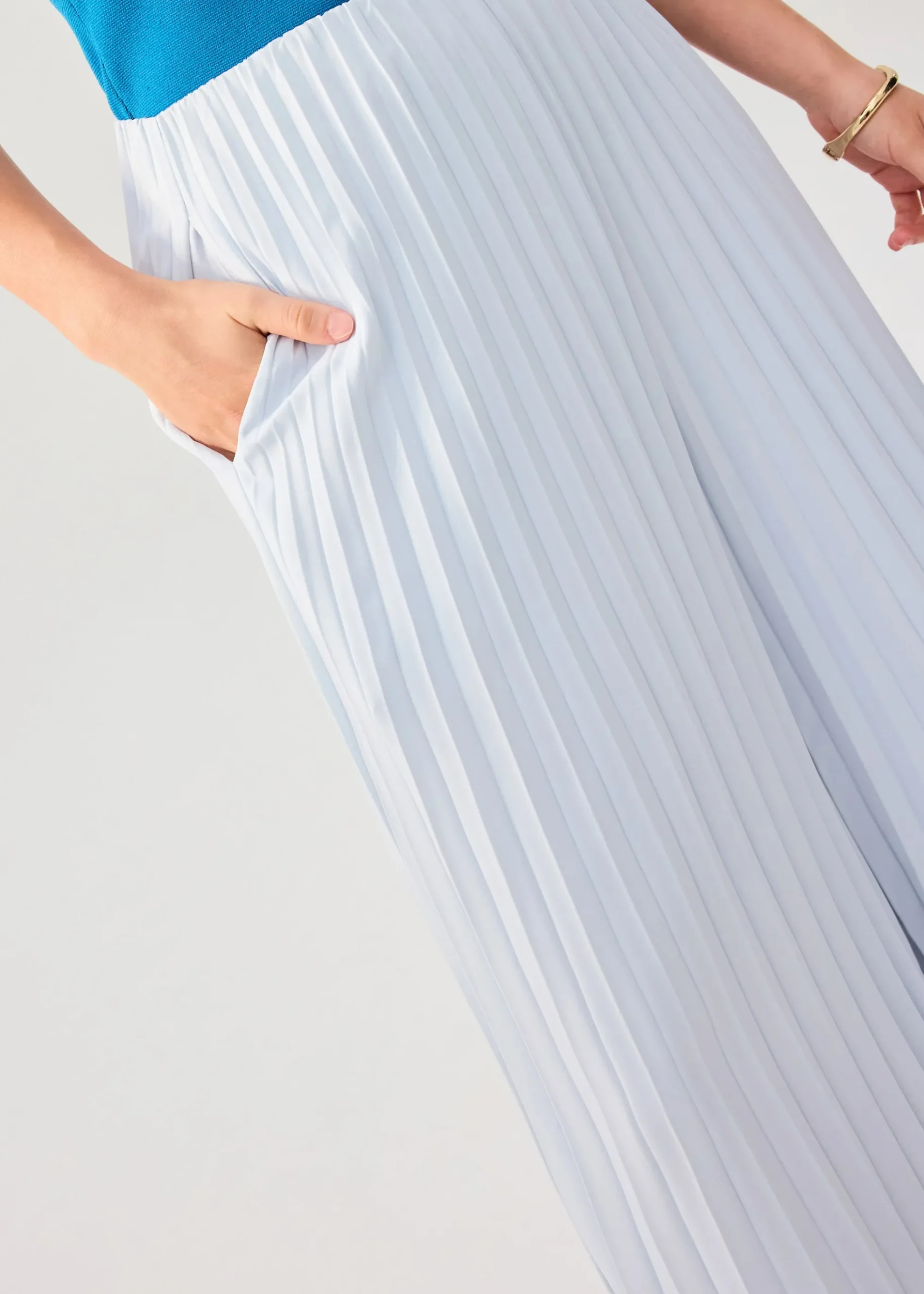 PETITE Leggy™ Wei Elastic Sunray Pleated Palazzo Pants