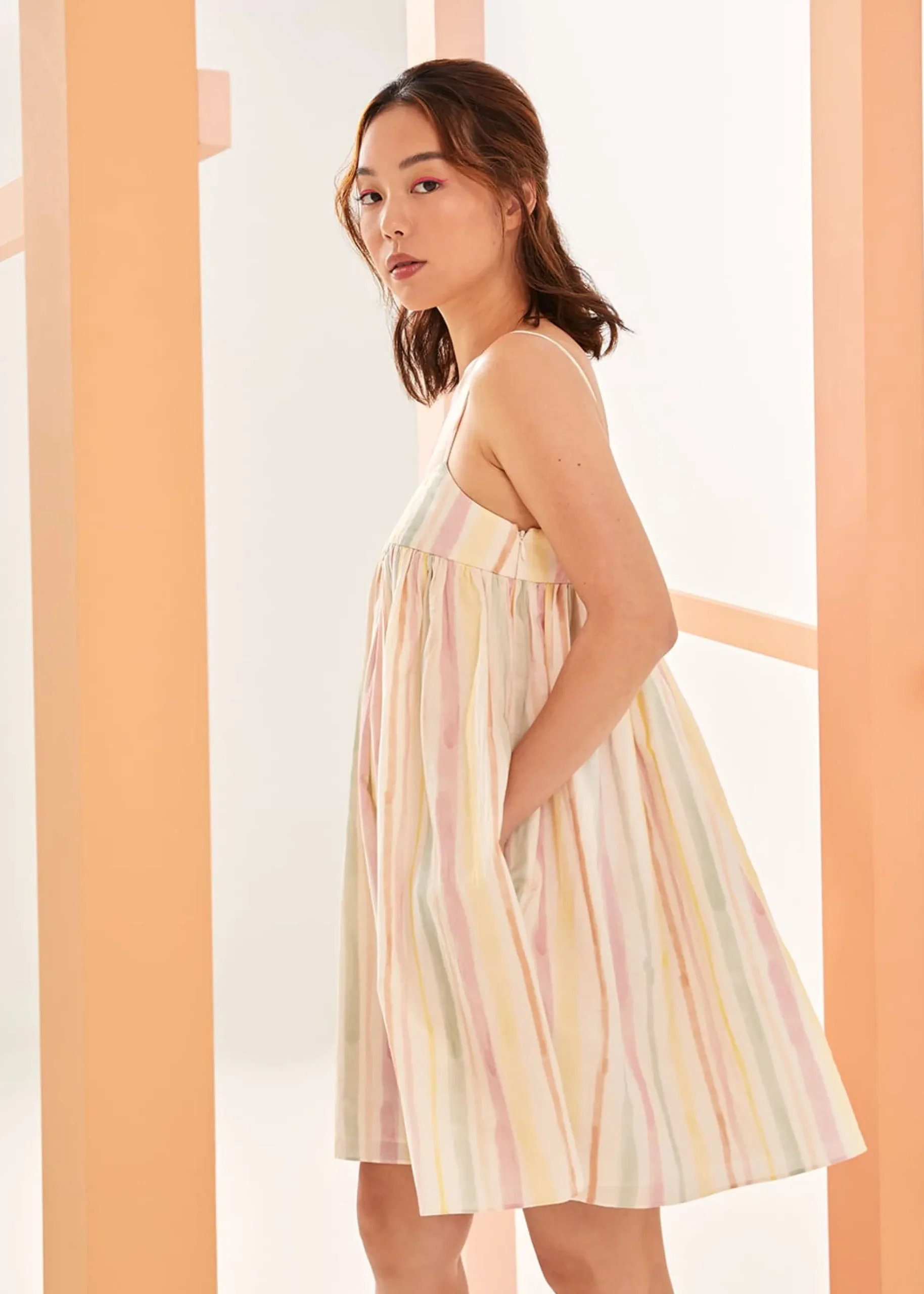 Phoebe Babydoll Striped Mini Dress
